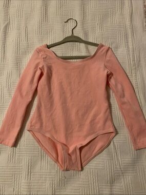 Long-Sleeve Pink Kids One-Piece Bodysuit Dance/ ballet leotard